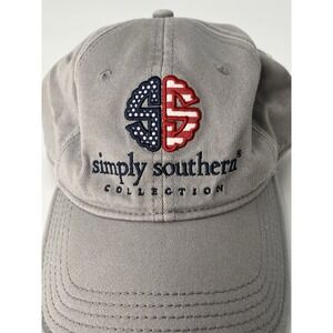 SIMPLY SOUTHERN BASEBALL HAT DOTS & STRIPES SILVER 4TH OF JULY AMERICA CAP